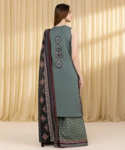 Best Sapphire 3 Piece - Embroidered Lawn Suit GreyDupatta