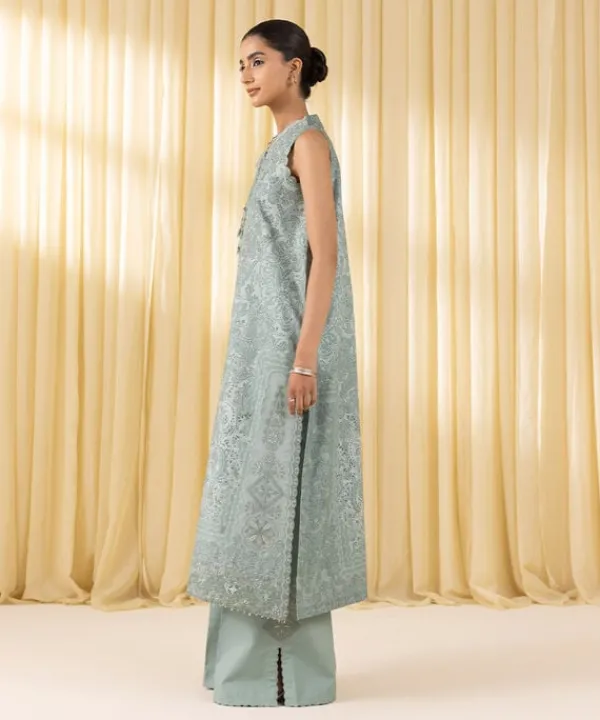 Outlet Sapphire 3 Piece - Embroidered Lawn Suit AquaDupatta