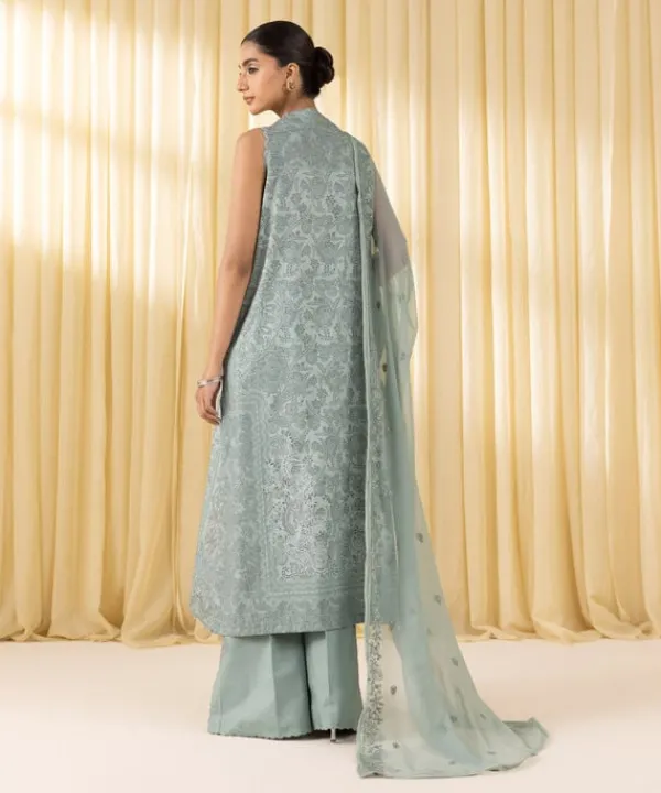 Outlet Sapphire 3 Piece - Embroidered Lawn Suit AquaDupatta