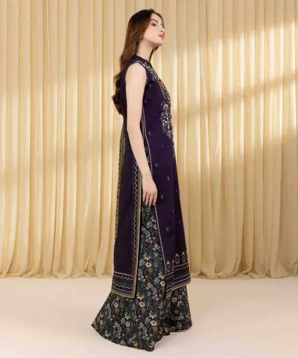 Best Sapphire 3 Piece - Embroidered Lawn Suit PurpleDupatta