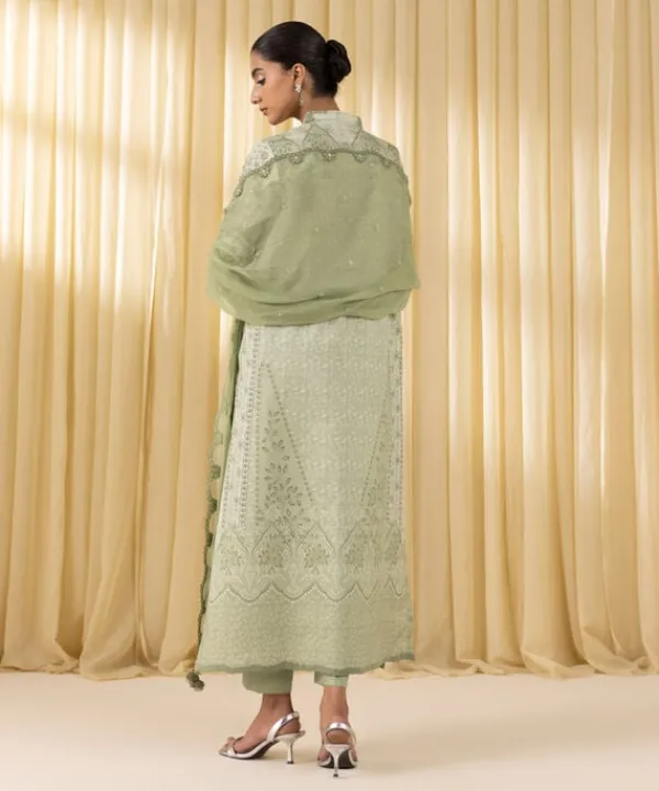 Outlet Sapphire 3 Piece - Embroidered Lawn Suit Pistachio GreenDupatta