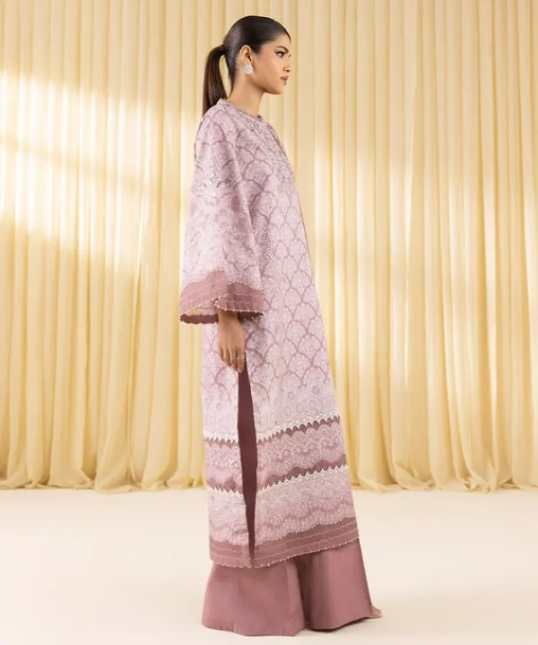 Best Sapphire 3 Piece - Embroidered Lawn Suit Tea PinkDupatta