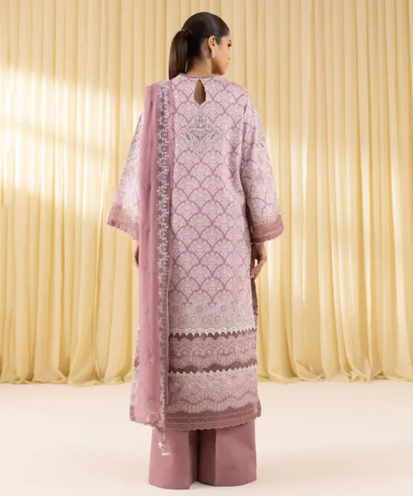 Best Sapphire 3 Piece - Embroidered Lawn Suit Tea PinkDupatta
