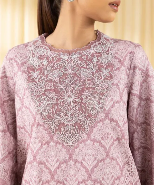 Best Sapphire 3 Piece - Embroidered Lawn Suit Tea PinkDupatta