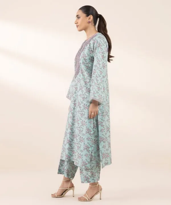 Discount Sapphire 2 Piece - Embroidered Lawn Suit Light BlueTrouser