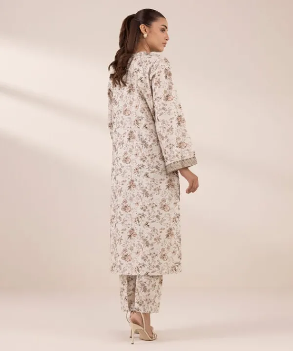 New Sapphire 2 Piece - Embroidered Lawn Suit Creamy BeigeTrouser