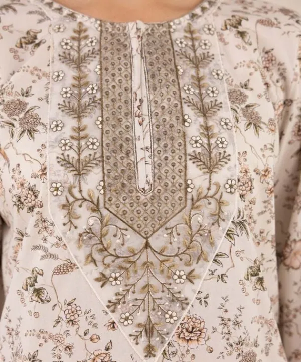 New Sapphire 2 Piece - Embroidered Lawn Suit Creamy BeigeTrouser