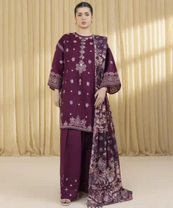 Fashion Sapphire 3 Piece - Embroidered Lawn Suit MagentaDupatta