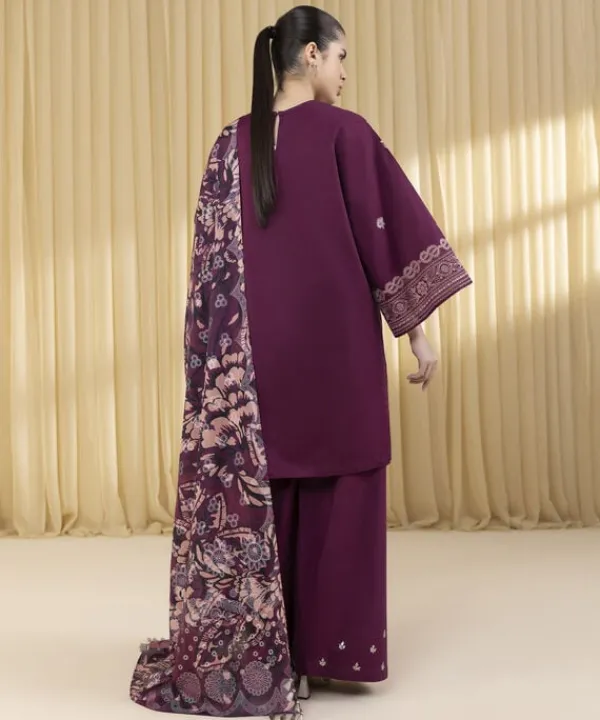 Fashion Sapphire 3 Piece - Embroidered Lawn Suit MagentaDupatta