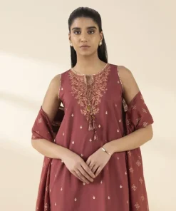 Fashion Sapphire 3 Piece - Embroidered Lawn Suit MaroonDupatta