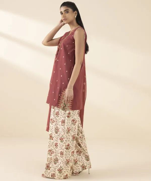 Fashion Sapphire 3 Piece - Embroidered Lawn Suit MaroonDupatta