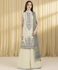 Discount Sapphire 3 Piece - Embroidered Lawn Suit Off WhiteDupatta