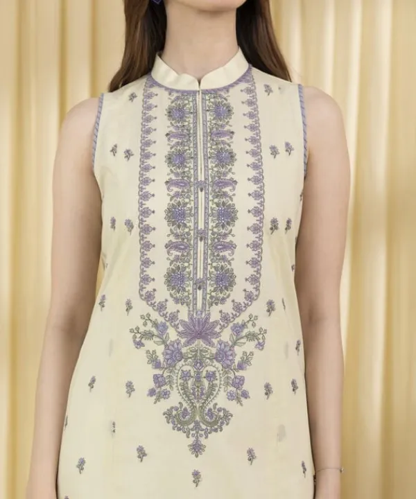 Discount Sapphire 3 Piece - Embroidered Lawn Suit Off WhiteDupatta