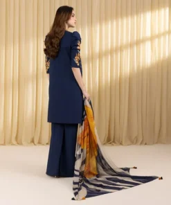 Discount Sapphire 3 Piece - Embroidered Lawn Suit BlueDupatta