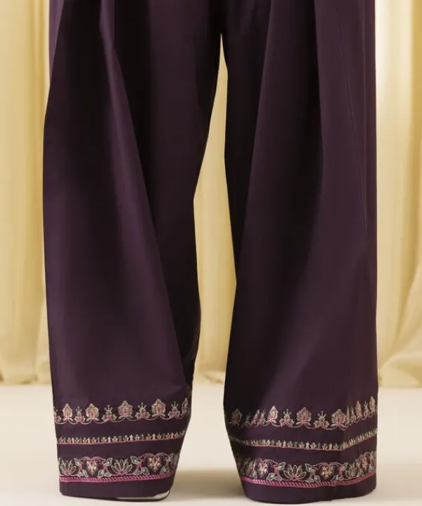Online Sapphire 3 Piece - Embroidered Lawn Suit Dark PurpleDupatta