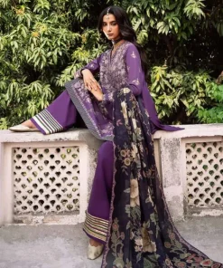 Clearance Sapphire 3 Piece - Embroidered Lawn Suit PurpleDupatta