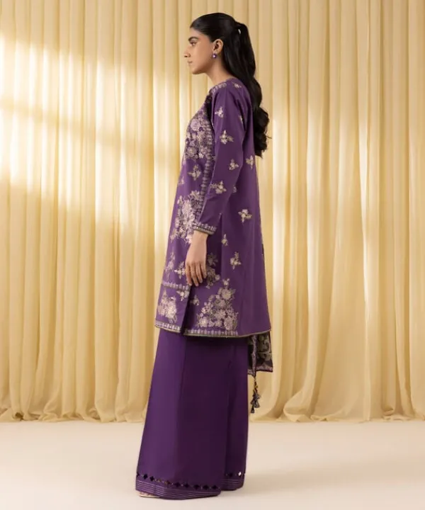 Clearance Sapphire 3 Piece - Embroidered Lawn Suit PurpleDupatta