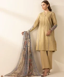 Fashion Sapphire 2 Piece - Embroidered Lawn Suit BeigeDupatta