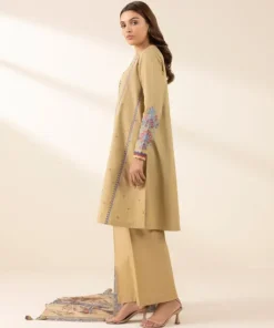 Fashion Sapphire 2 Piece - Embroidered Lawn Suit BeigeDupatta