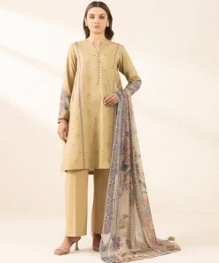 Fashion Sapphire 2 Piece - Embroidered Lawn Suit BeigeDupatta