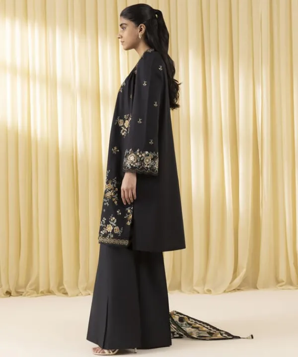 Fashion Sapphire 3 Piece - Embroidered Lawn Suit BlackDupatta