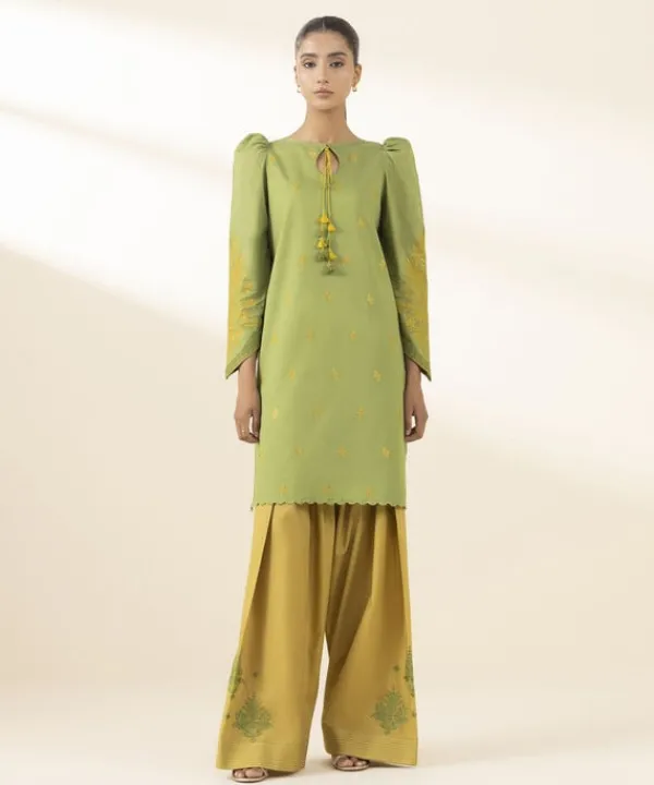 New Sapphire 2 Piece - Embroidered Lawn Suit GreenTrouser