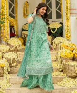 Best Sapphire 3 Piece - Embroidered Lawn Suit AquaDupatta