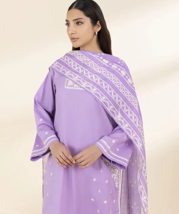 Fashion Sapphire 3 Piece - Embroidered Lawn Suit LilacDupatta