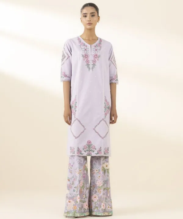 Best Sapphire 2 Piece - Embroidered Lawn Suit LilacTrouser