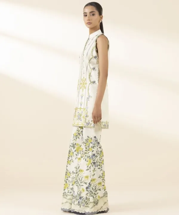 Clearance Sapphire 2 Piece - Embroidered Lawn Suit Off WhiteTrouser