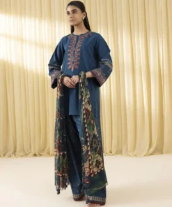 Sale Sapphire 3 Piece - Embroidered Lawn Suit Teal BlueDupatta