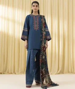 Sale Sapphire 3 Piece - Embroidered Lawn Suit Teal BlueDupatta