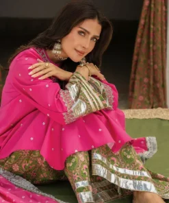 Best Sapphire 3 Piece - Embroidered Lawn Suit PinkDupatta