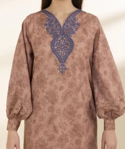 Hot Sapphire 2 Piece - Embroidered Lawn Suit Dark BeigeDupatta