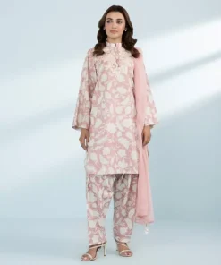 Online Sapphire 3 Piece - Embroidered Lawn Suit Pink
