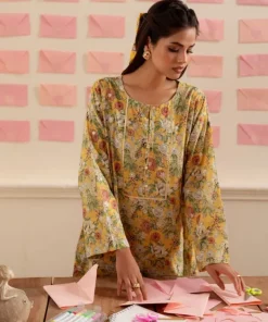 New Sapphire 2 Piece - Embroidered Lawn Suit Yellow