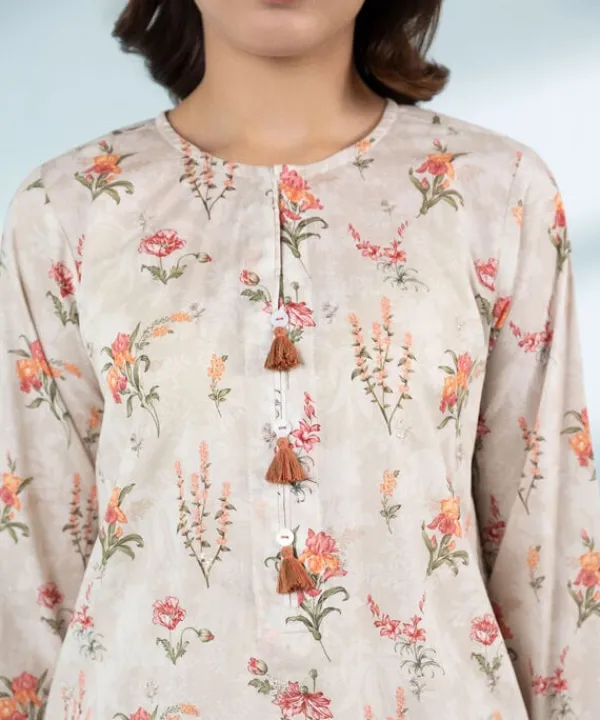 Clearance Sapphire 2 Piece - Embroidered Lawn Suit Biege