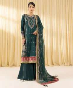 Outlet Sapphire 3 Piece - Embroidered Raw Silk Suit GreenDupatta