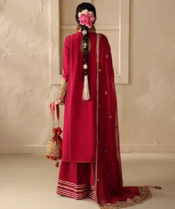 Best Sapphire 3 Piece - Embroidered Raw Silk Suit Fuchsia PinkDupatta