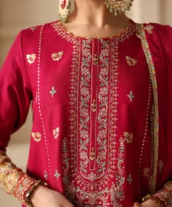 Best Sapphire 3 Piece - Embroidered Raw Silk Suit Fuchsia PinkDupatta