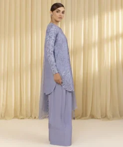 New Sapphire 3 Piece - Embroidered Raw Silk Suit Light PurpleDupatta