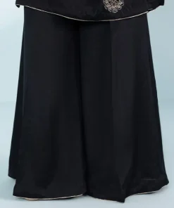 Online Sapphire 3 Piece - Embroidered Raw Silk Suit Black