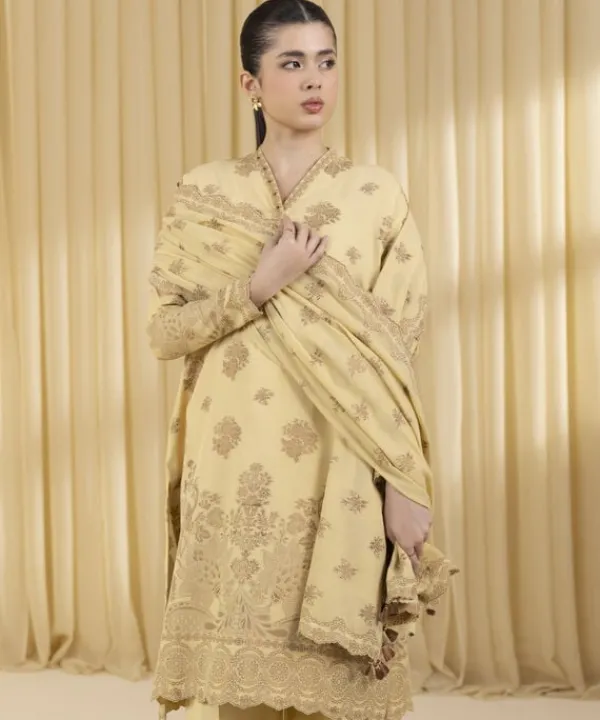 Outlet Sapphire 3 Piece - Jacquard Suit MustardDupatta