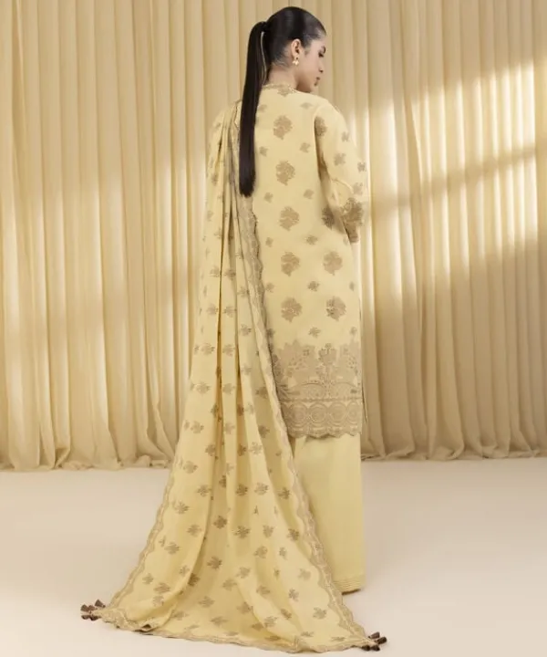 Outlet Sapphire 3 Piece - Jacquard Suit MustardDupatta