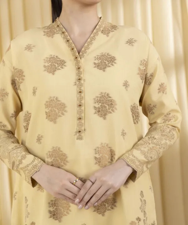 Outlet Sapphire 3 Piece - Jacquard Suit MustardDupatta