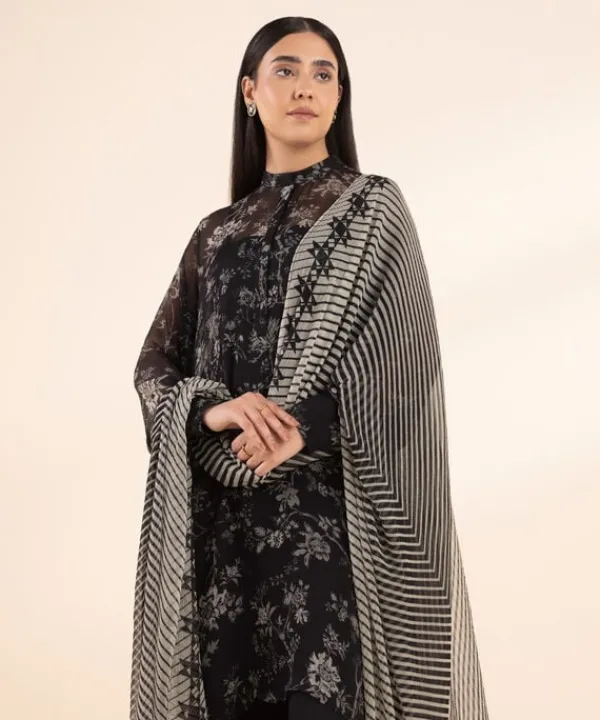 Hot Sapphire 3 Piece - Printed Chiffon Suit