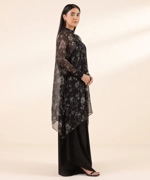 Hot Sapphire 3 Piece - Printed Chiffon Suit