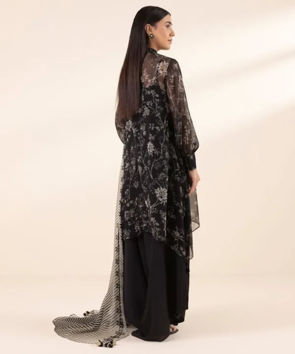 Hot Sapphire 3 Piece - Printed Chiffon Suit
