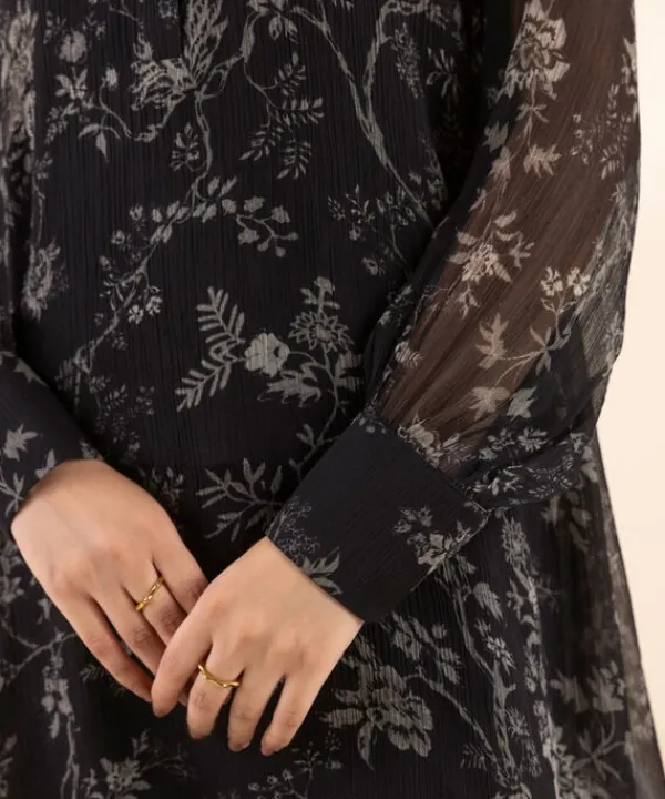 Hot Sapphire 3 Piece - Printed Chiffon Suit