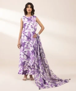 Hot Sapphire 3 Piece - Printed Lawn Suit PurpleDupatta